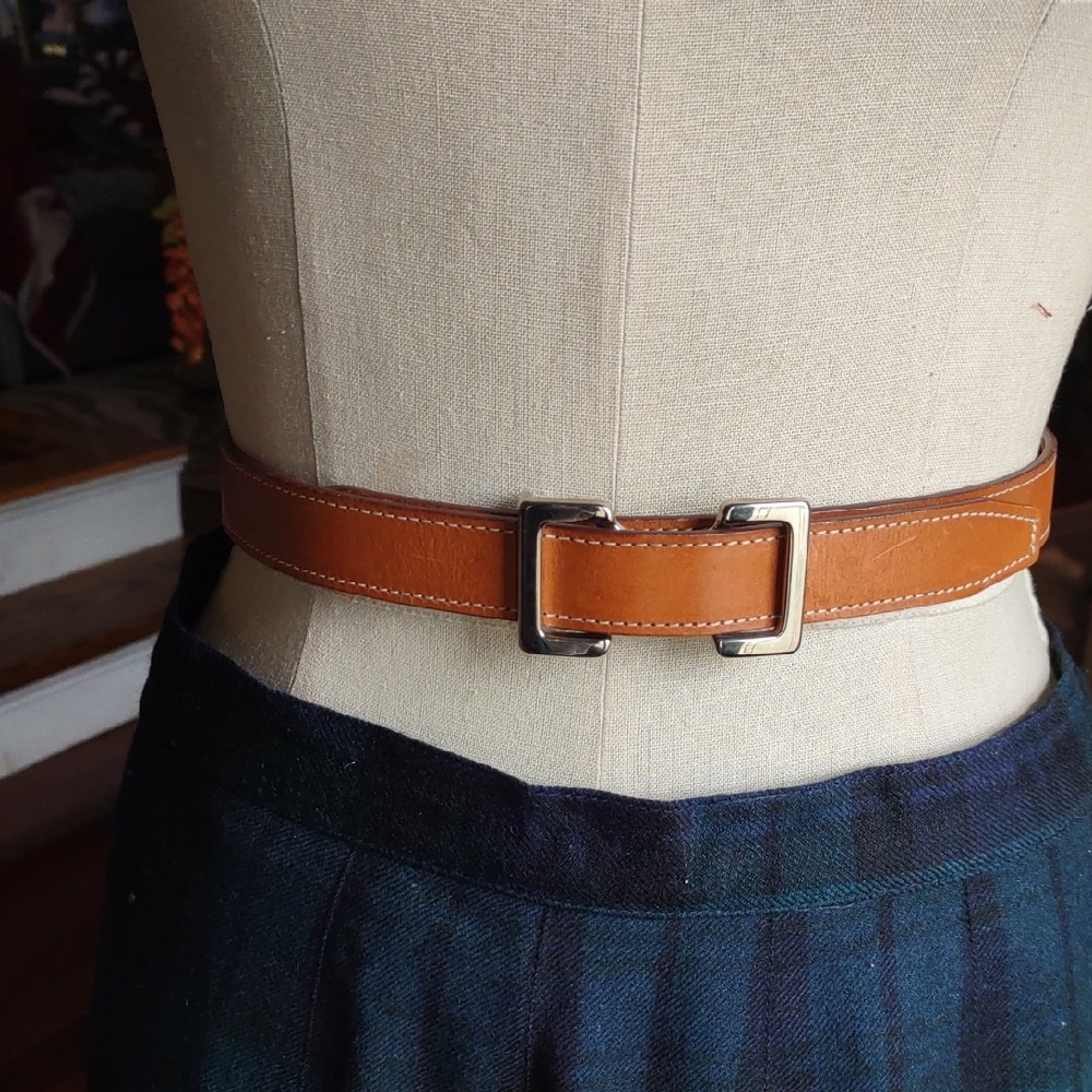 Eddie Bauer Brown Leather Belt with Silver Buckle